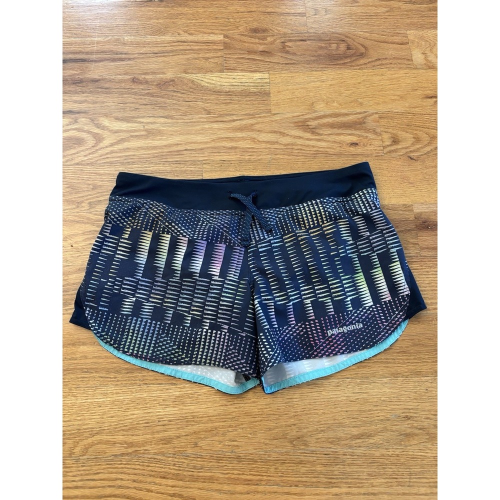 Patagonia‎ Nine Trails Shorts Athletic Lined Geometric Blue Women's Size XS